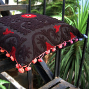 Square Suzani Cushion Cover Vintage Embroidery Pillows-Craft Jaipur