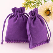 Purple Designer Cotton Jewelry Packaging Pouch Drawstring Pouch With Customizable Brand Logo (Pack Of 100, Free Shipping)