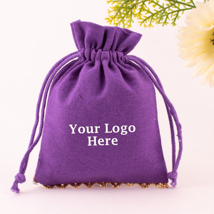 (Set of 100) Custom Jewelry Packaging Pouch, Personalized Brand Logo Print Drawstring Bags