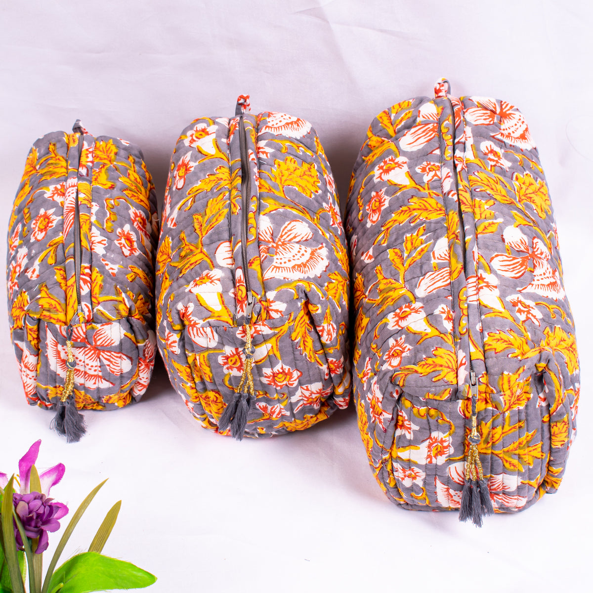 Block Printed Toiletry Bag, Waterproof Wash Bag, Makeup Bag, Cosmetic Bag, Travel Bag with Pockets, India Wood Blocks, Jumbo Wash Bag