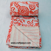 Handmade Bedspread Queen Size, Indian Kantha Quilt Throw