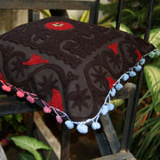 Square Suzani Cushion Cover Vintage Embroidery Pillows-Craft Jaipur