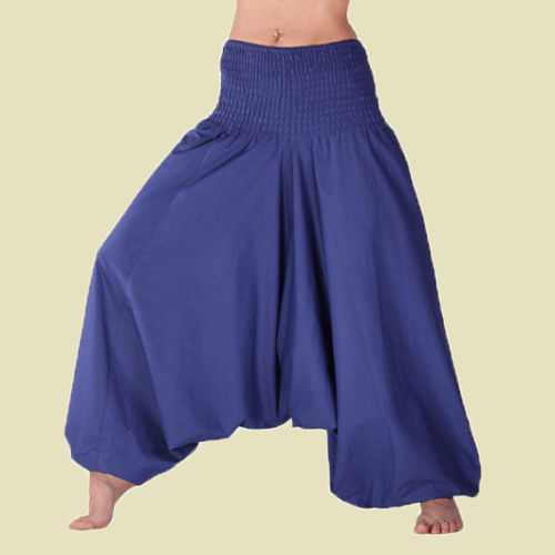 Navy Blue Women Cotton Harem Pants Men Yoga Afghani Trouser - CraftJaipur