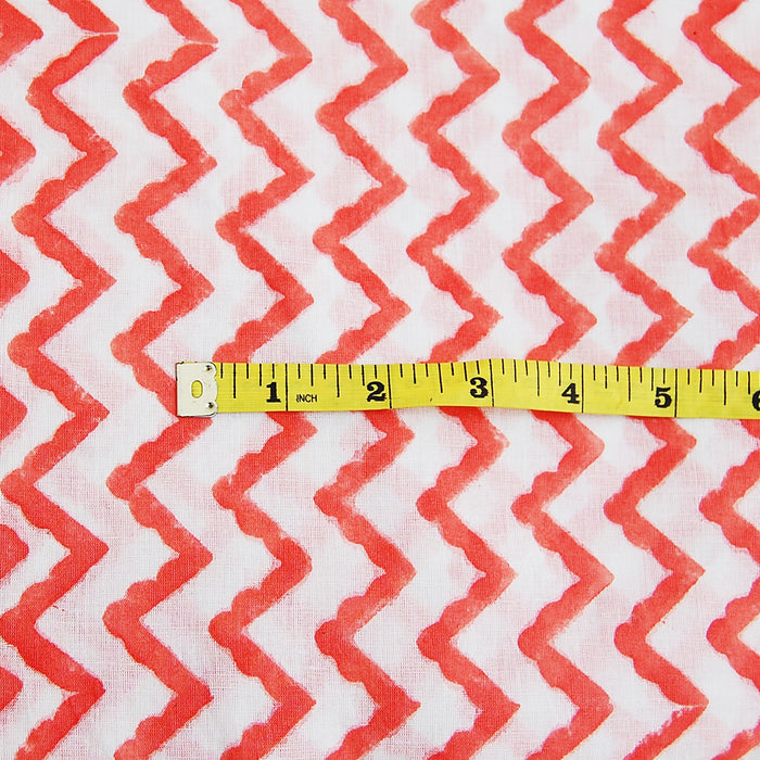 Zig Zag Block Printed Cotton Running Voile Clothing Fabric