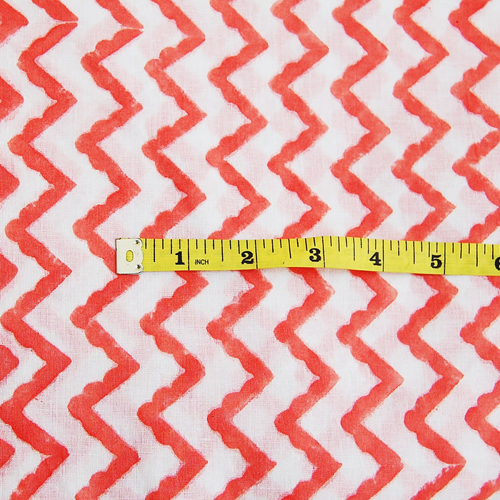 Zig Zag Block Printed Cotton Running Voile Clothing Fabric - CraftJaipur