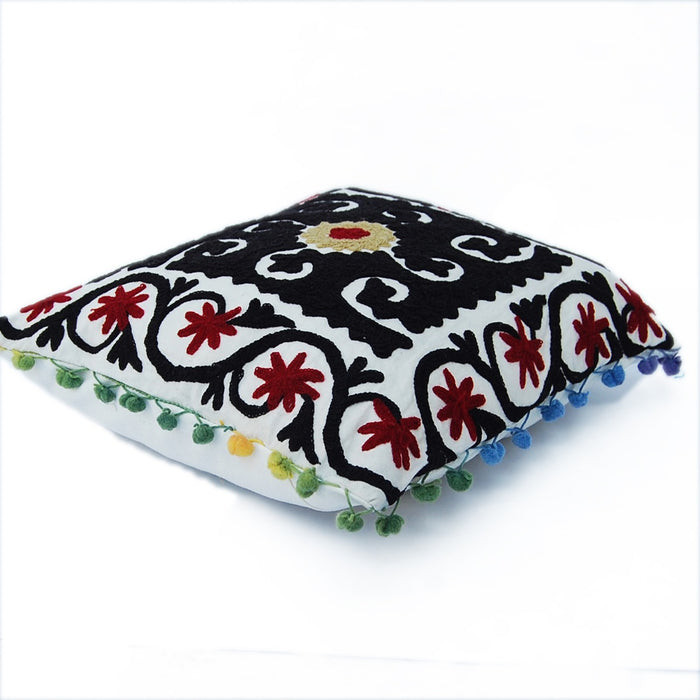 Handmade Cushion Cover Suzani Embroidery Pillows Home Decor - CraftJaipur