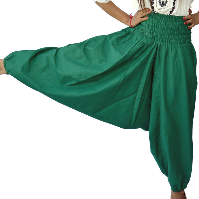 Men Women Harem Pants Cotton Baggy Yoga Aladdin Green Trouser-Craft Jaipur