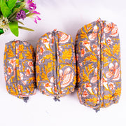 Block Printed Toiletry Bag, Waterproof Wash Bag, Makeup Bag, Cosmetic Bag, Travel Bag with Pockets, India Wood Blocks, Jumbo Wash Bag