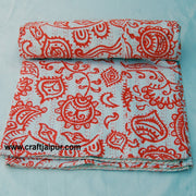 Handmade Bedspread Queen Size, Indian Kantha Quilt Throw