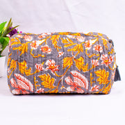Block Printed Toiletry Bag, Waterproof Wash Bag, Makeup Bag, Cosmetic Bag, Travel Bag with Pockets, India Wood Blocks, Jumbo Wash Bag