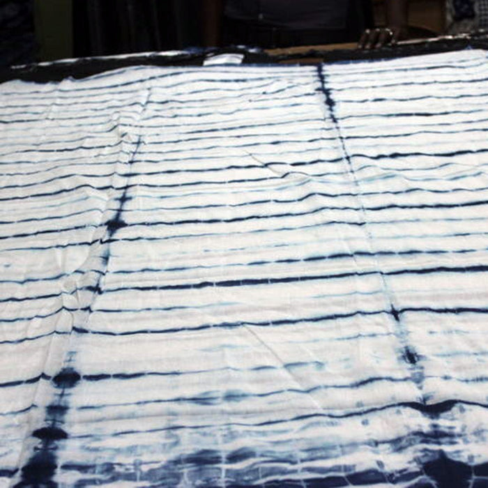 Indigo Blue Tie Dyed Natural Cotton Shibori Printed Fabric-CraftJaipur