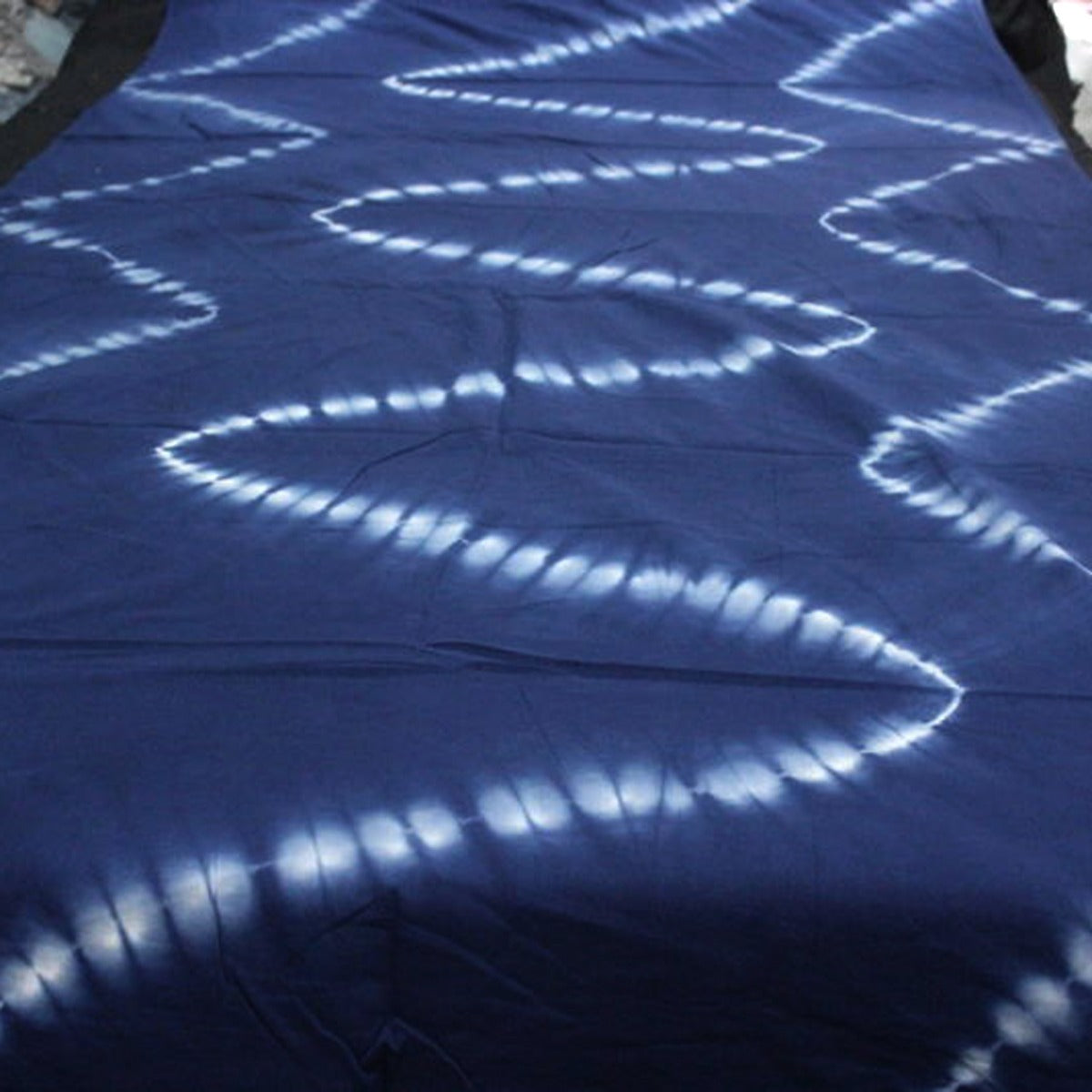 Handmade Indigo Dyed Natural Cotton Shibori Printed Fabric-CraftJaipur