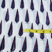 White Hand Block Print Natural Cotton Fabric Sewing Material