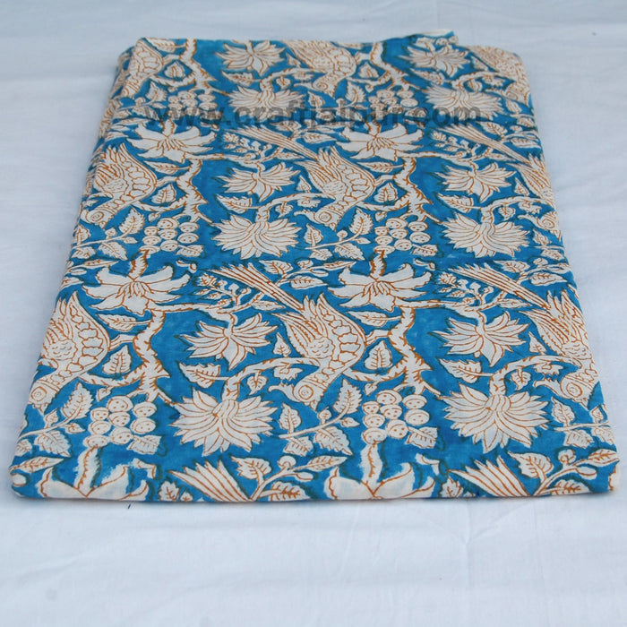 Multi Floral Bird Printed Natural Cotton Sewing Fabric - CraftJaipur