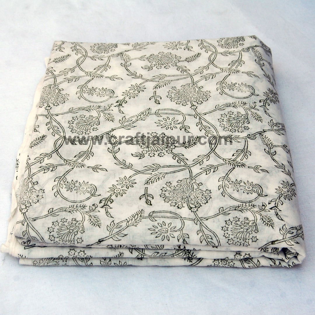 Wooden Block Printed Cotton Fabric Floral Sewing Material-Craft Jaipur