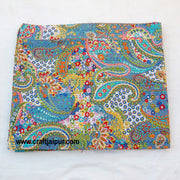 Indian Handmade Quilt, Vintage Kantha Bedspread, Throw Cotton Blanket Gudari