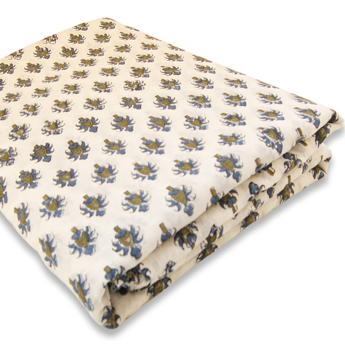 Hand Block Printed Floral Running Cotton Dressmaking Fabric