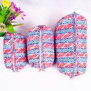 Assorted hand Block Printed Large Toiletry Bag, Waterproof Wash Bag, Makeup Bag, Cosmetic Bag, Travel Bag with Pockets - CraftJaipur