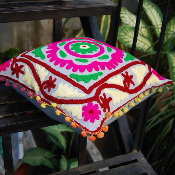 Embroidered Pillow Cases Suzani Cushion Cover Square - CraftJaipur