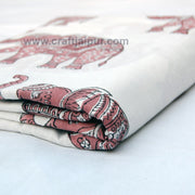 Handmade Cotton Fabric Royal Elephant Block Printed Material - CraftJaipur