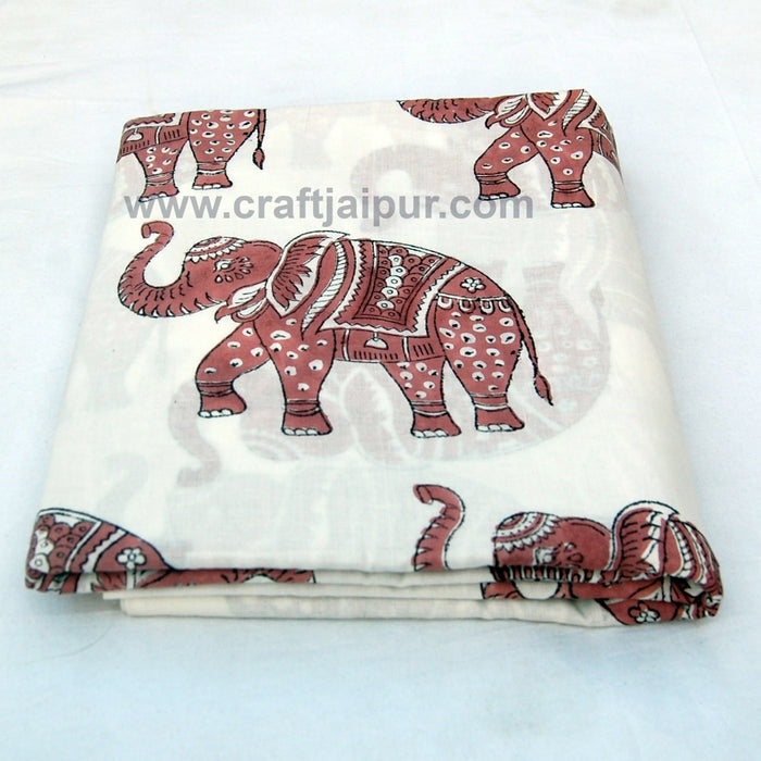 Handmade Cotton Fabric Royal Elephant Block Printed Material - CraftJaipur