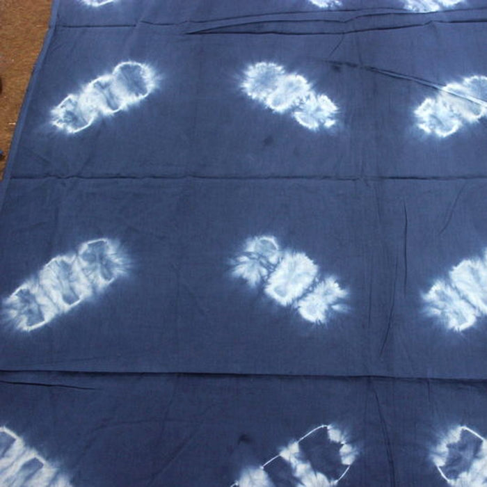 Hand Block Printed Indigo Dyed Natural Cotton Shibori Fabric