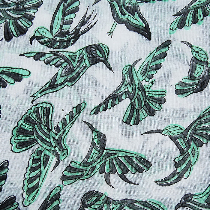 Handmade Flying Bird Printed Running Cotton Voile Fabrics - CraftJaipur