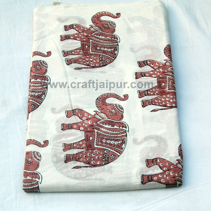 Handmade Cotton Fabric Royal Elephant Block Printed Material - CraftJaipur