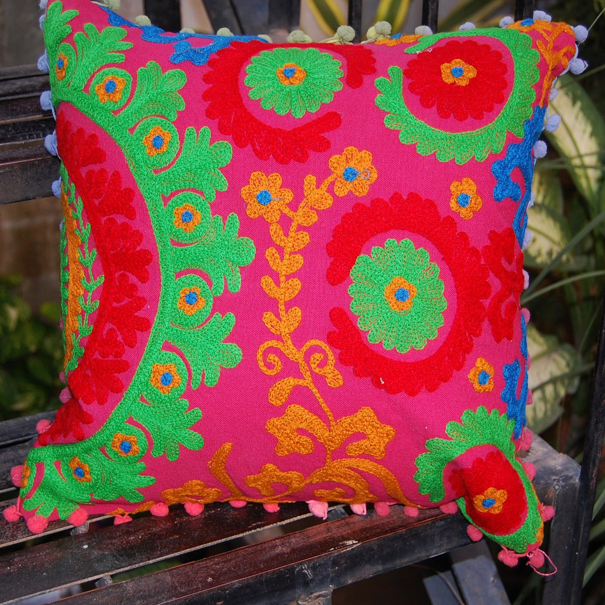 Suzani Embroidered Cushion Cover Decor Pillow Cases-Craft Jaipur