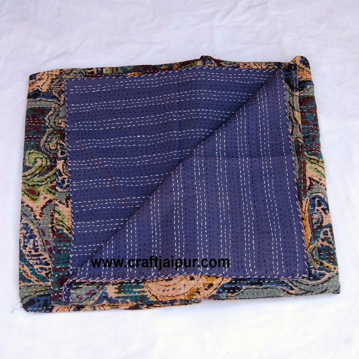 Indian Quilt, Kantha Bedspread, Handmade Throw Cotton Blanket, Queen Gudri