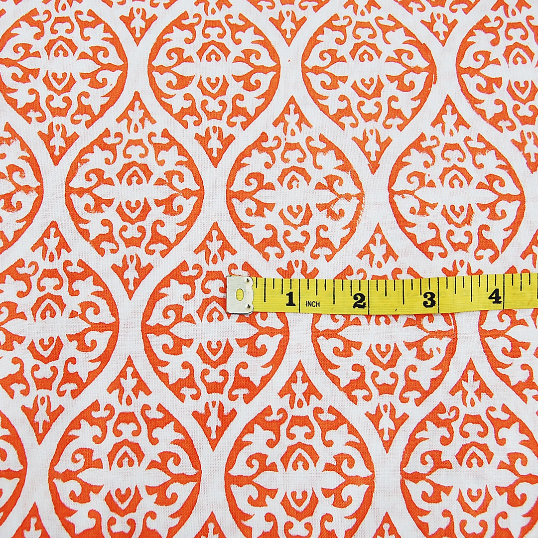 Natural Cotton Wooden Block Printed Dress Fabric
