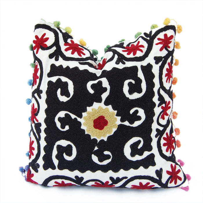 Handmade Cushion Cover Suzani Embroidery Pillows Home Decor - CraftJaipur