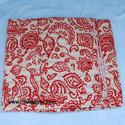 Floral Printed Indian Cotton Gudari Blanket, Handmade Kantha Quilt Throw