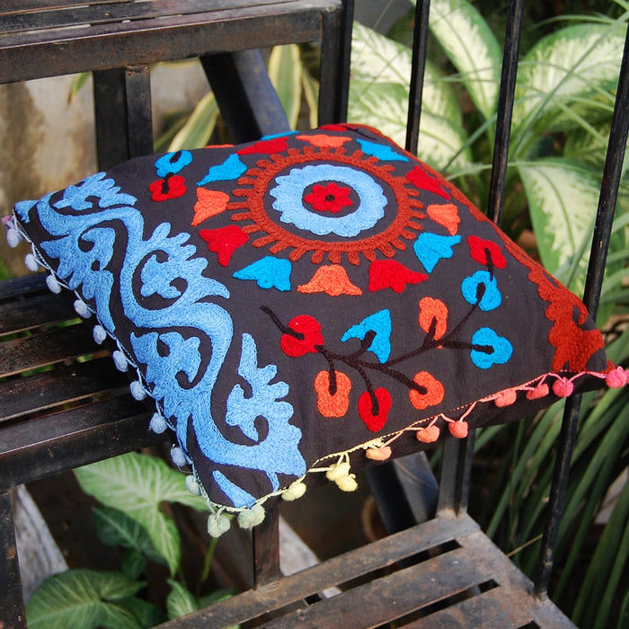 Suzani Embroidery Pillows Outdoor Cushion Cover Decor-Craft Jaipur