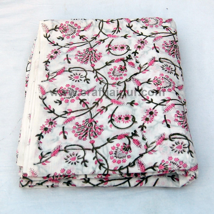 Sanganeri Block Printed Running Indian Voile Cotton Fabric-Craft Jaipur