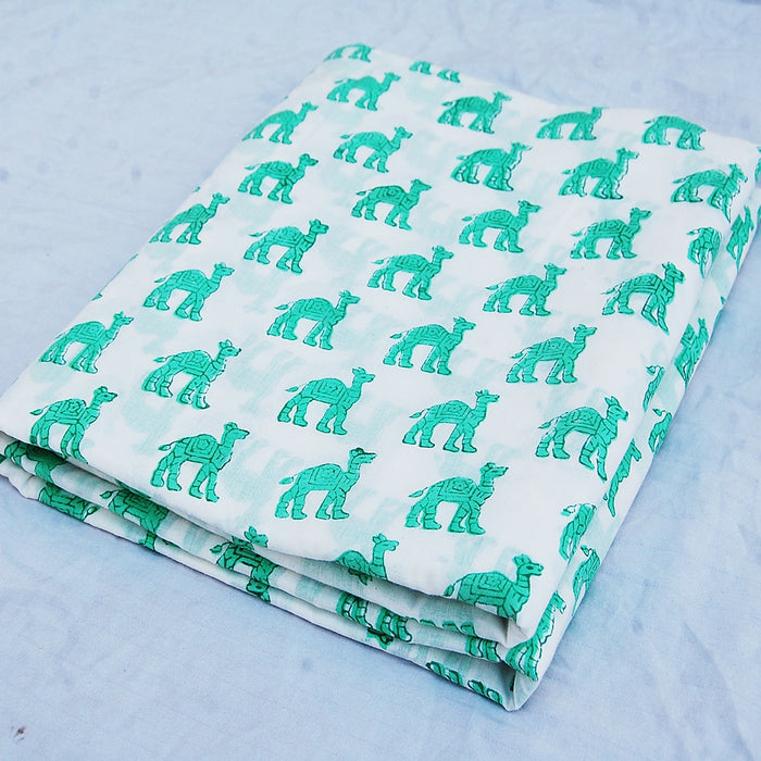 Camel Hand Block Print Indian Natural Cotton Fabric