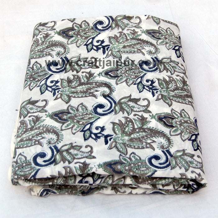 Handmade Paisley Block Printed Natural Cotton Indian Fabric - CraftJaipur