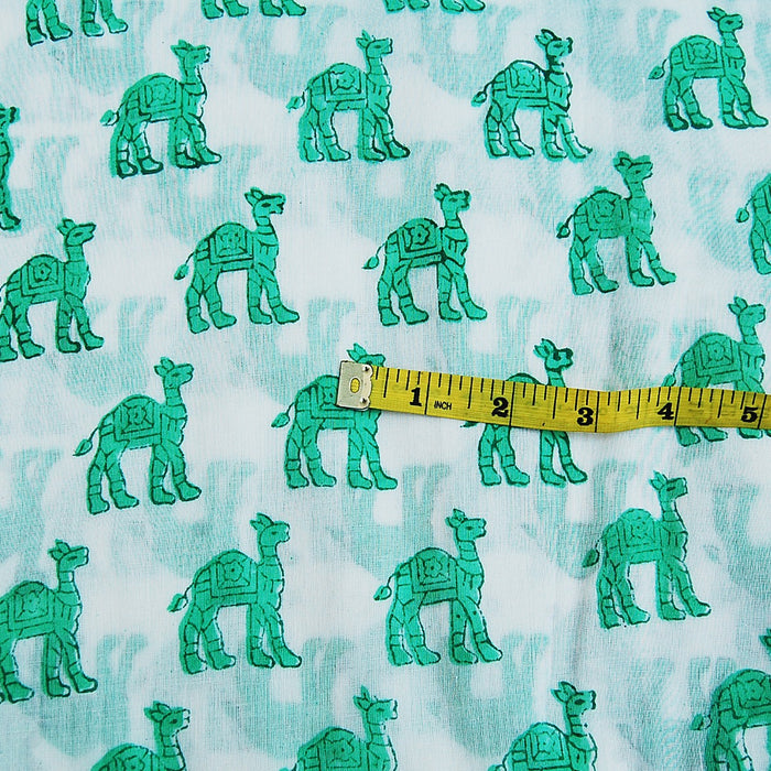 Camel Hand Block Print Indian Natural Cotton Fabric