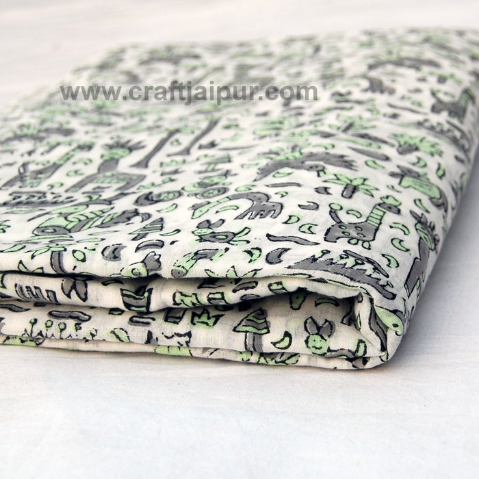Vintage Block Printed Handmade Natural Cotton Voile Fabric-Craft Jaipur