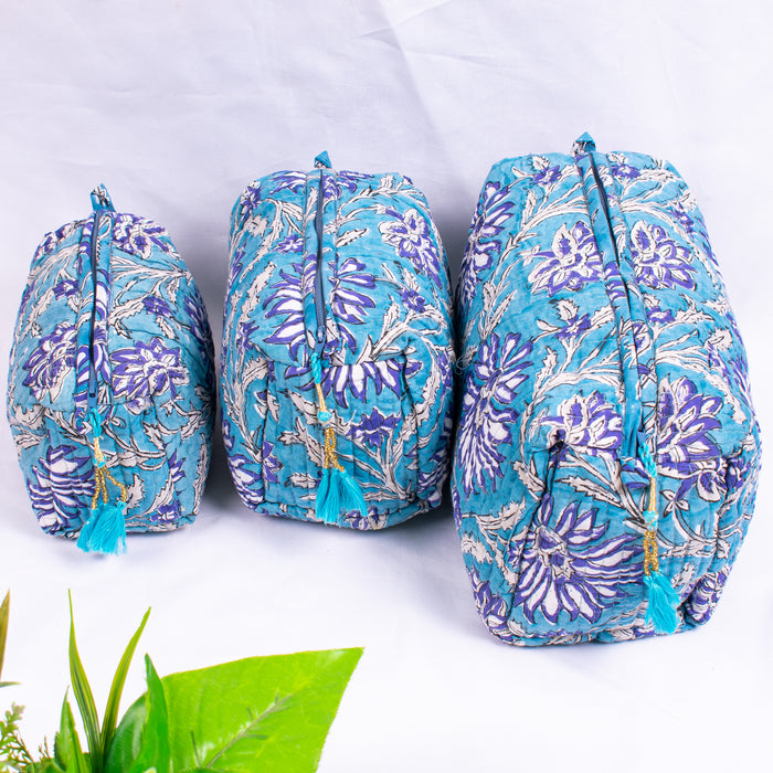 Cosmetic Bag, Assorted hand Block Printed Large Toiletry Bag, Waterproof Wash Bag, Makeup Bag, Travel Bag with Pockets, Jumbo Wash Bag