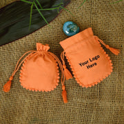 100 pcs Handmade Round Pom Pom Jewelry Pouches Orange - CraftJaipur