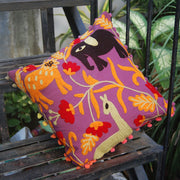 Square Suzani Cushion Cover Embroidered Pillow Cases-Craft Jaipur