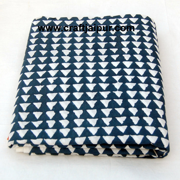 Indigo Blue Zig Zag Printed Indian Cotton Sewing Craft Fabric-Craft Jaipur