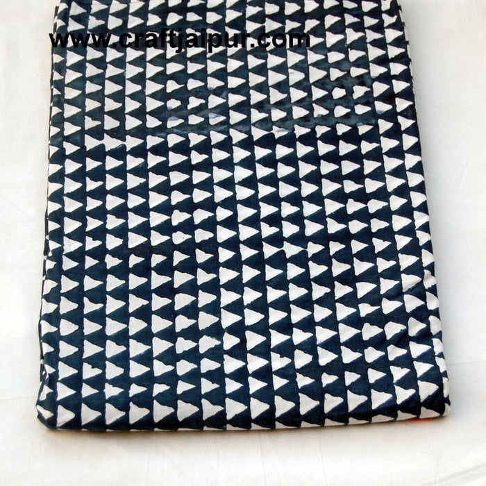 Indigo Blue Zig Zag Printed Indian Cotton Sewing Craft Fabric  - CraftJaipur