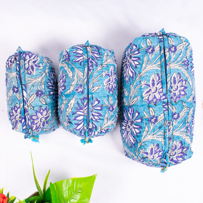 Cosmetic Bag, Assorted hand Block Printed Large Toiletry Bag, Waterproof Wash Bag, Makeup Bag, Travel Bag with Pockets, Jumbo Wash Bag