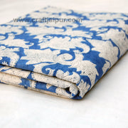 Handmade Indigo Blue Floral Printed Running Cotton Fabric - CraftJaipur