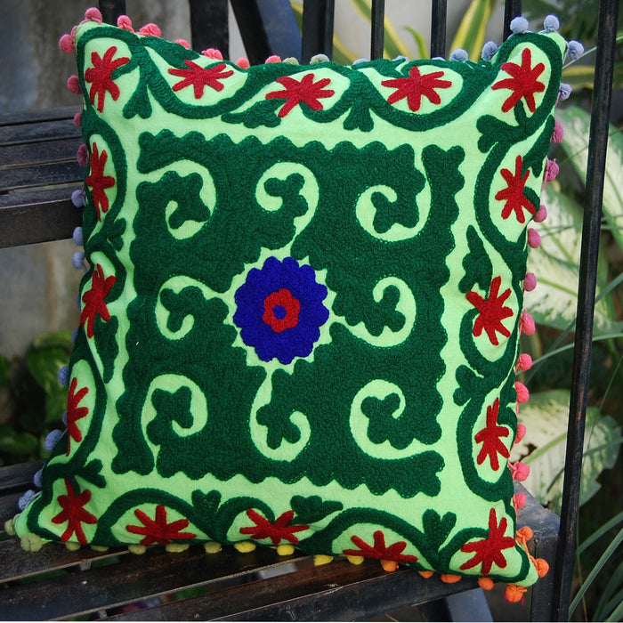 Indian Embroidery Suzani Cushion Cover Decorative Pillowcases-Craft Jaipur