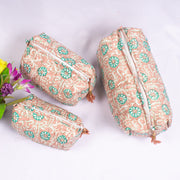 Travel Bag with Pockets, Assorted hand Block Printed Large Toiletry Bag, Waterproof Wash Bag, Makeup Bag, Cosmetic Bag, Jumbo Wash Bag