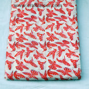 Flying Bird Block Printed Indian Natural Cotton Voile Fabric-Craft Jaipur