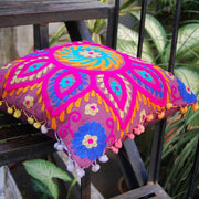 Suzani Embroidered Cushion Cover Pillows Decorative Throw-Craft Jaipur